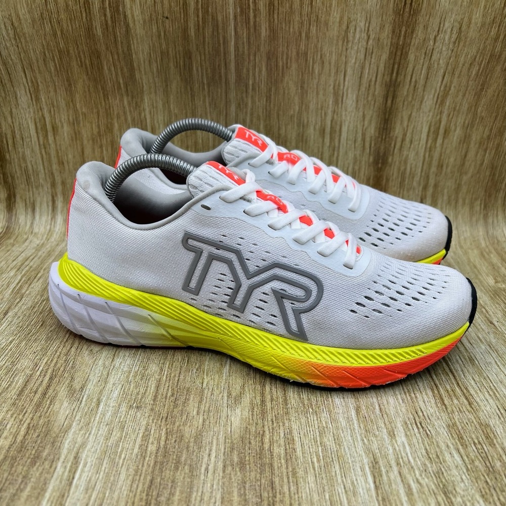 TYR‎ RD-1 Runner Men's 8.5 White Neon Yellow Orange Gradient Running Shoes